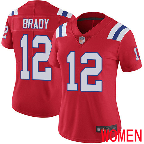 New England Patriots Football 12 Vapor Untouchable Limited Red Women Tom Brady Alternate NFL Jersey